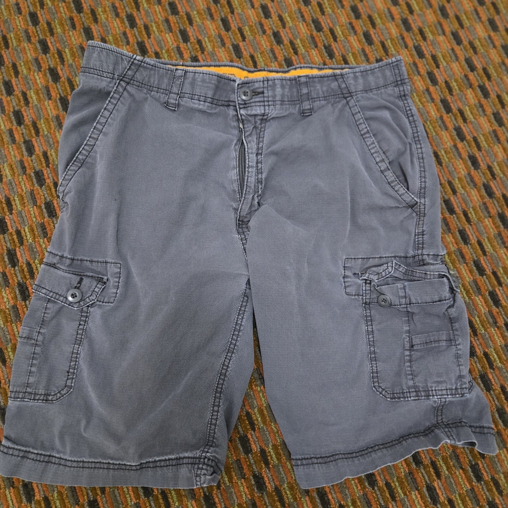 Wearfirst Cargo Shorts Mens 36 Gray Stretch Utility Outdoor Cotton Spandex